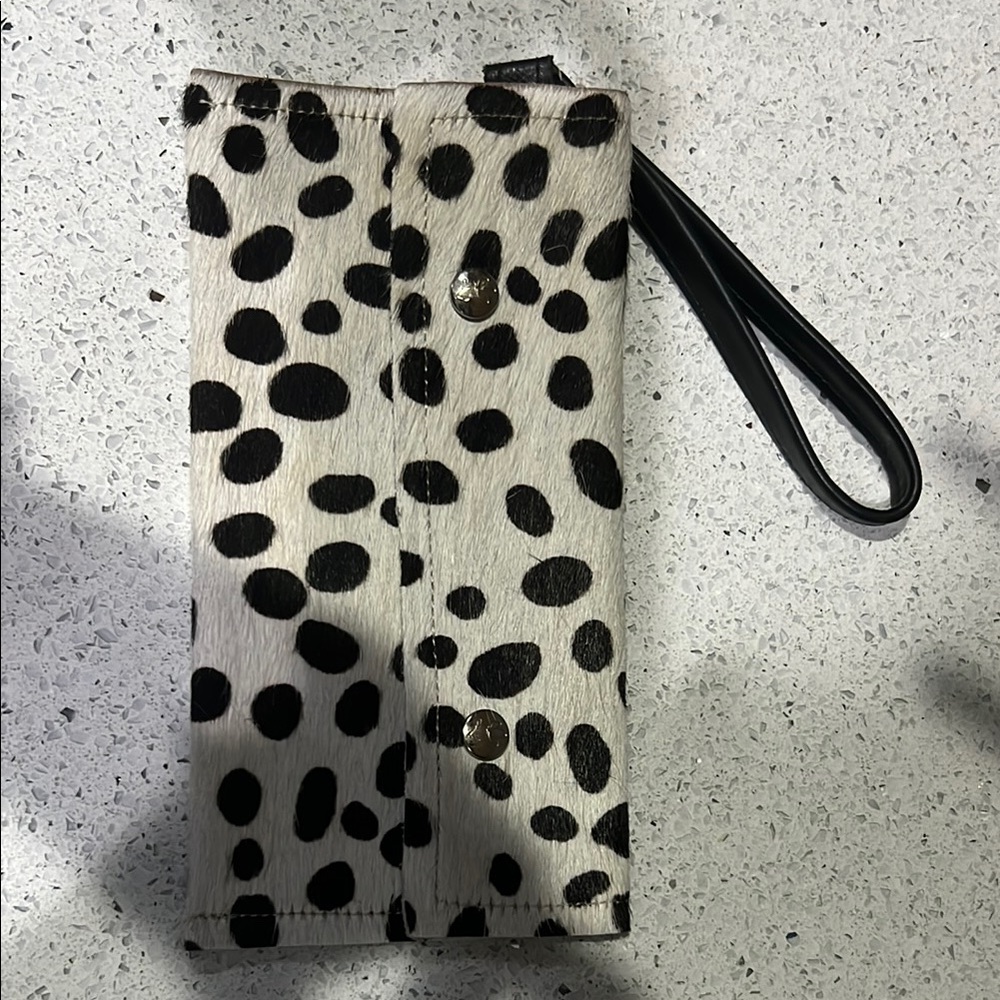 Braydon Black and White Polka Dot Wristlet